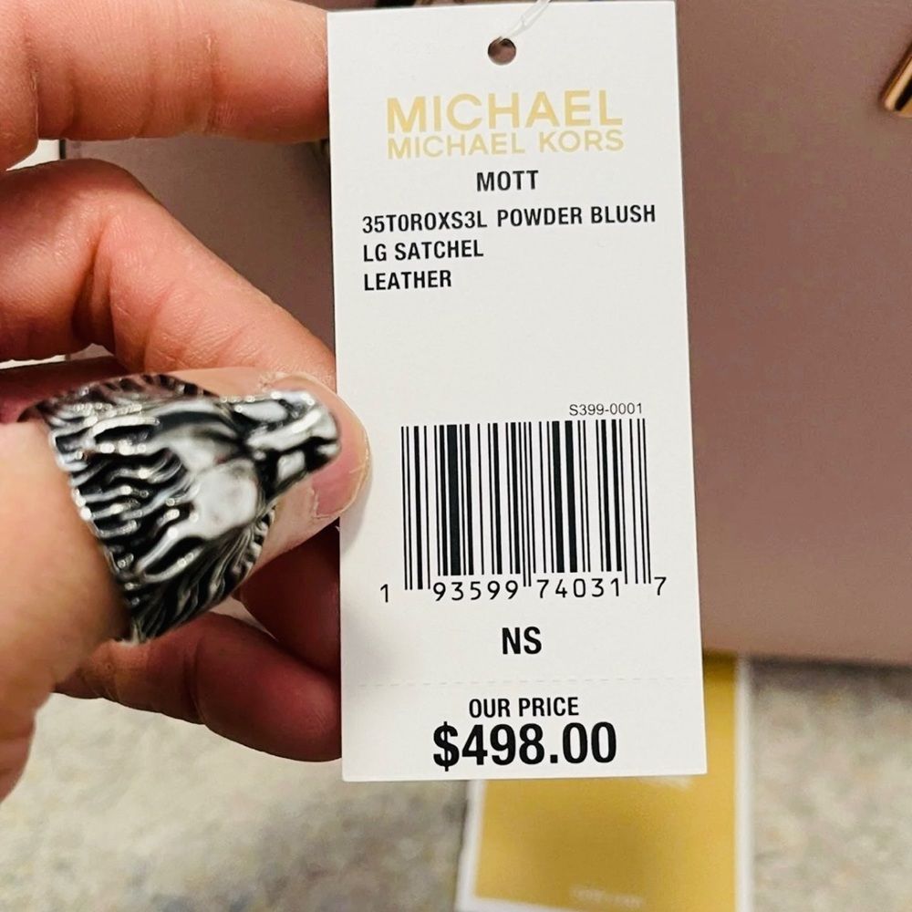 NWT Michael Kors Mott Large Saffiano Leather Satchel Bag In Power Blush Color - Picture 5 of 13